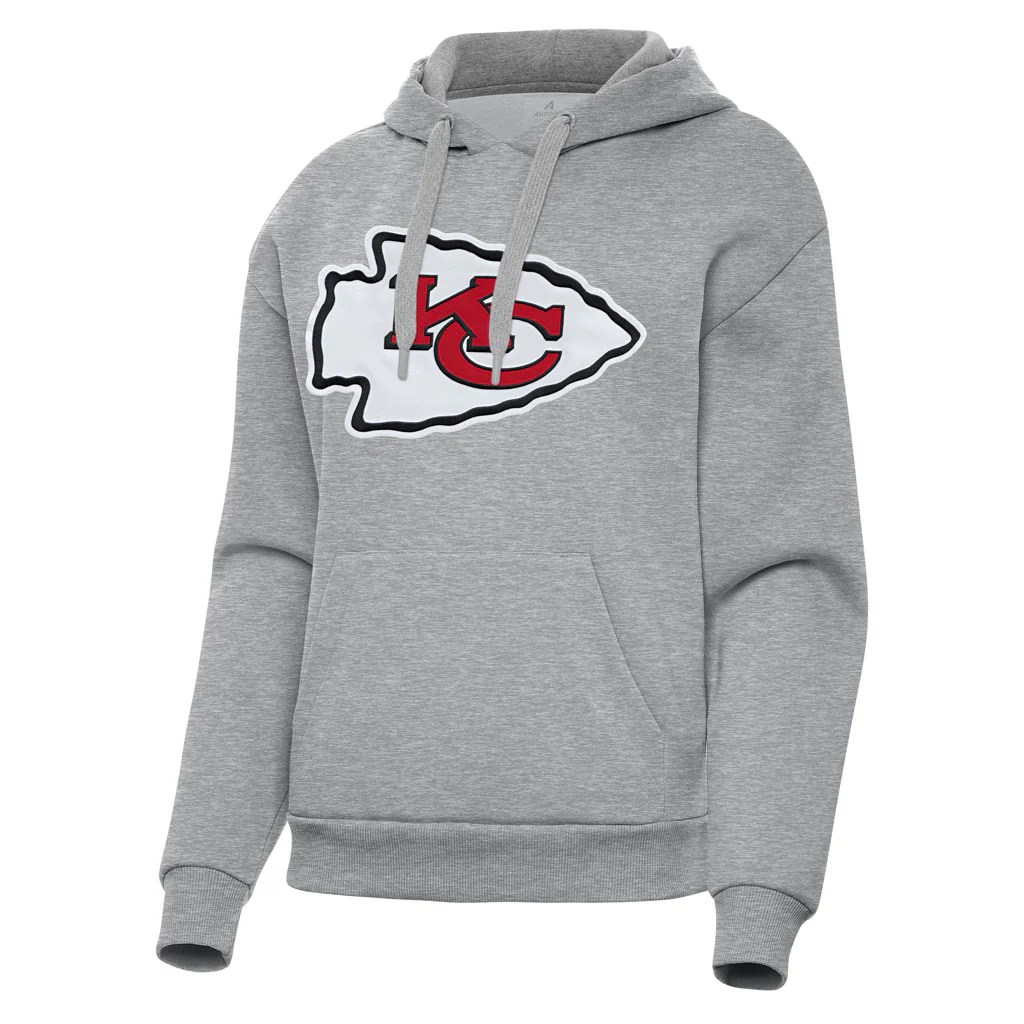 NFL Kansas City Chiefs Women's Antigua Full Front Victory Pullover Hoodie - Heather gray