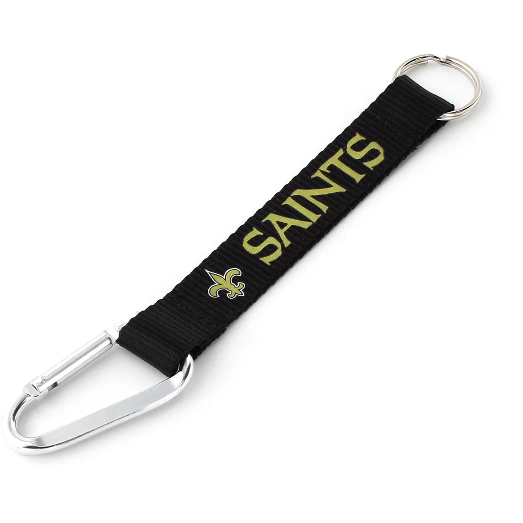 NFL New Orleans Saints Aminco Carabiner Lanyard Keychain - Black