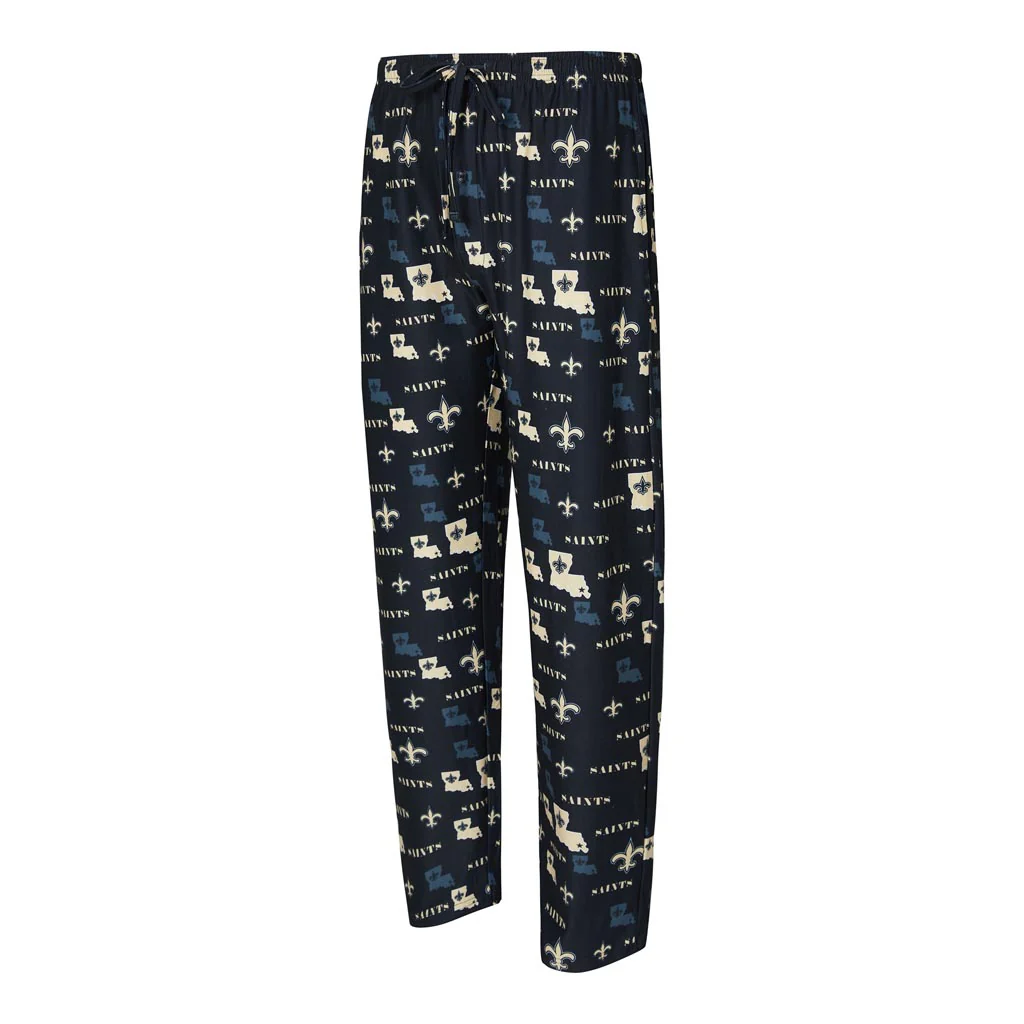 NFL New Orleans Saints Concepts Sport Mosaic All Over Print PJ Pants - Black