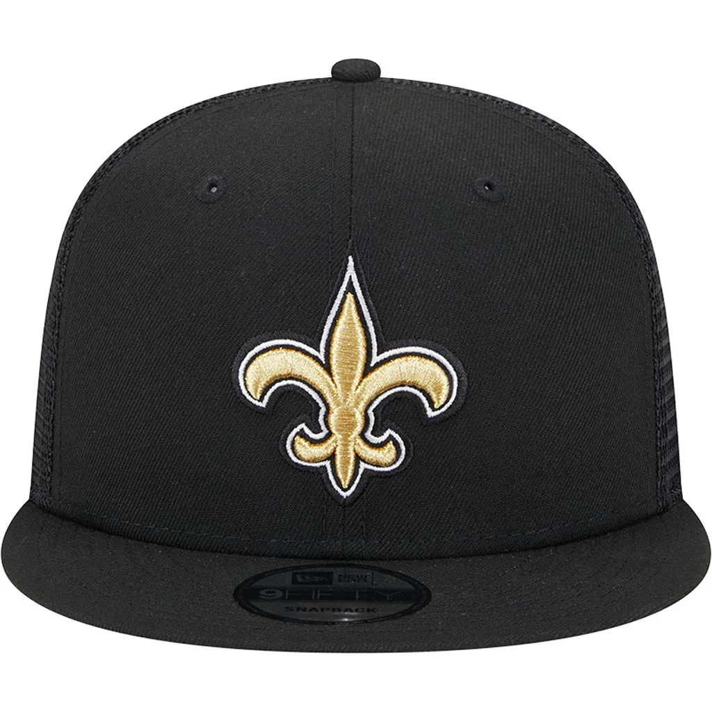 NFL New Orleans Saints New Era 9FIFTY Snapback Trucker Hat - Black - Image 3