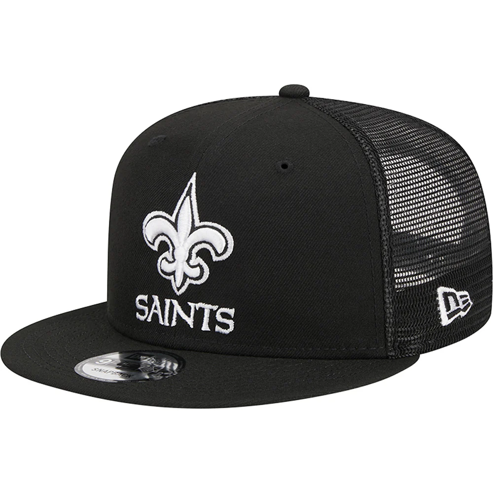 NFL New Orleans Saints New Era Black & White Trucker 9FIFTY Snapback Hat - Black