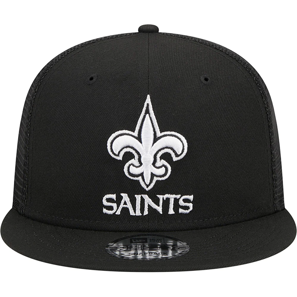 NFL New Orleans Saints New Era Black & White Trucker 9FIFTY Snapback Hat - Black - Image 3