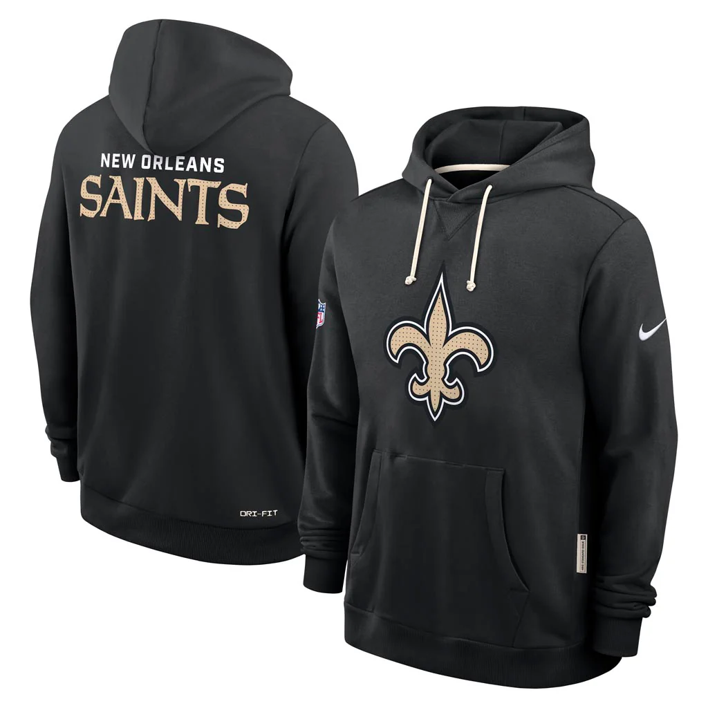 NFL New Orleans Saints Nike 2025 Sideline Standard Issue Pullover Hoodie - Black