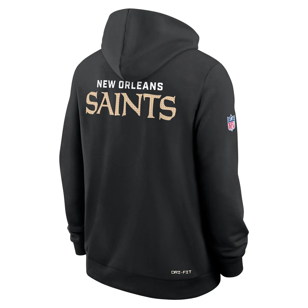 NFL New Orleans Saints Nike 2025 Sideline Standard Issue Pullover Hoodie - Black - Image 3
