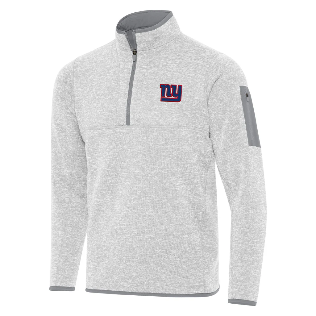 NFL New York Giants Antigua Fortune 1/4 Zip Pullover Jacket - Light gray