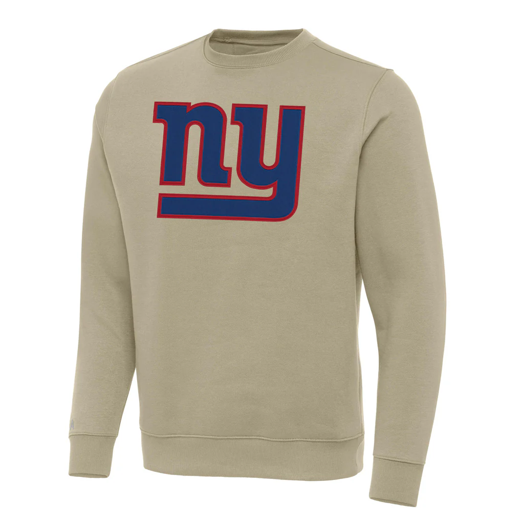 NFL New York Giants Antigua Full Front Victory Crewneck Sweater - Khaki