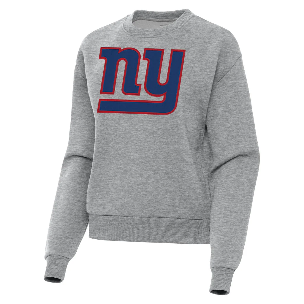 NFL New York Giants Women's Antigua Full Front Victory Crewneck Sweater - Heather gray