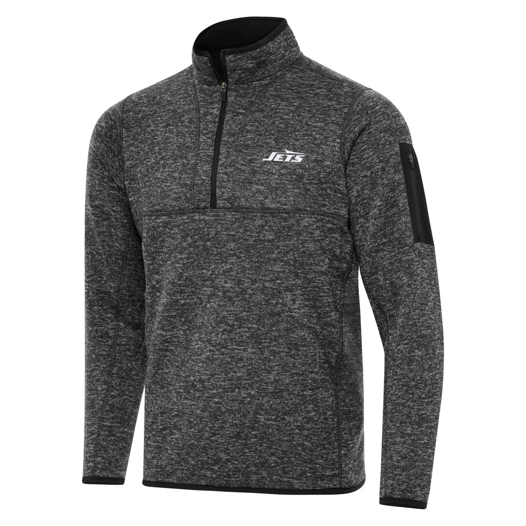 NFL New York Jets Antigua Fortune 1/4 Zip Pullover Jacket - Heather black
