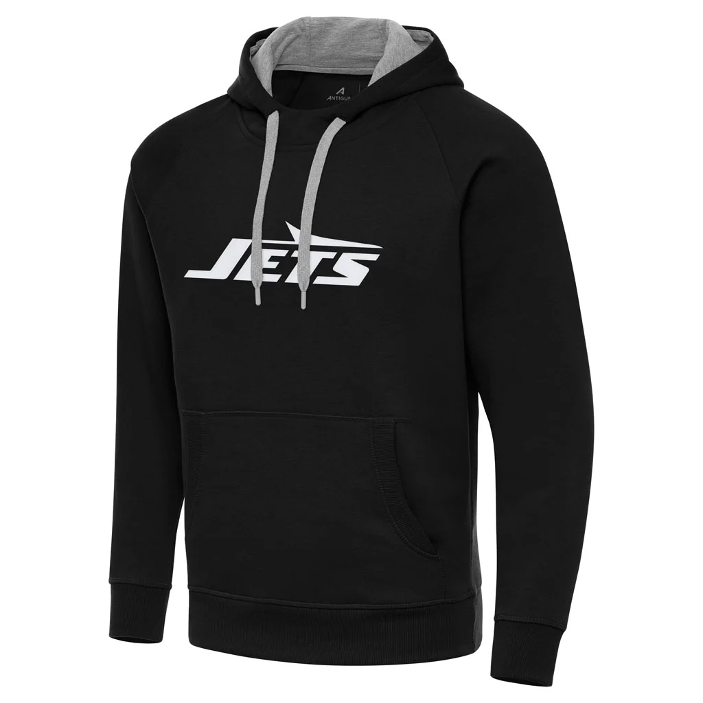 NFL New York Jets Antigua Full Front Victory Pullover Hoodie - Black - Image 3