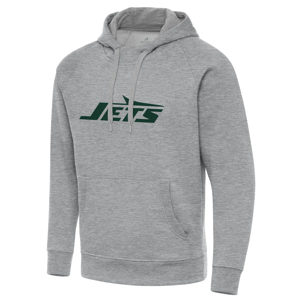 NFL New York Jets Antigua Full Front Victory Pullover Hoodie - Heather gray - Image 3