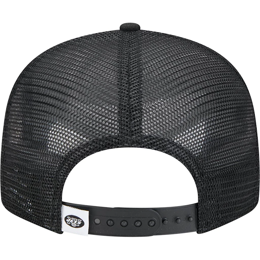 NFL New York Jets New Era Throwback Black & White 9FIFTY Snapback Trucker Hat - Black - Image 4
