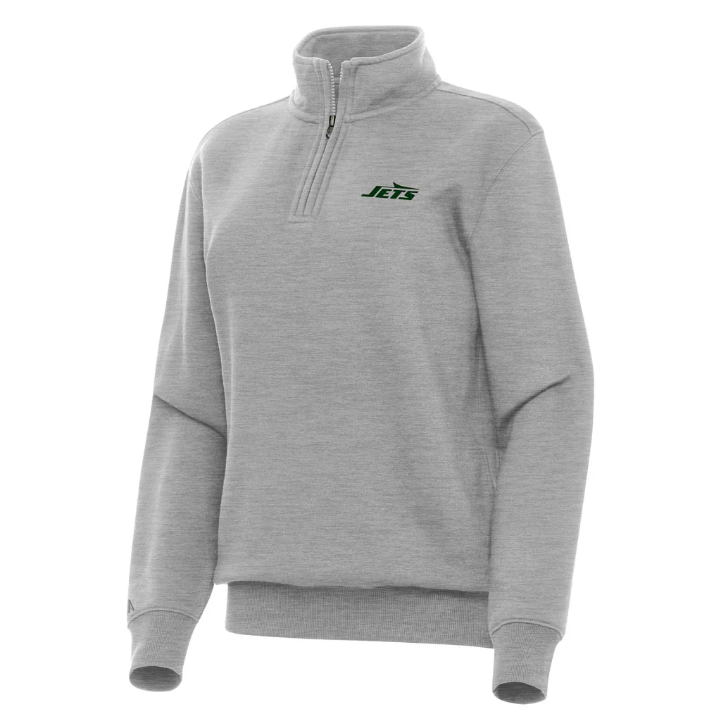 NFL New York Jets Women's Antigua Victory 1/4 Zip Pullover Jacket - Heather gray