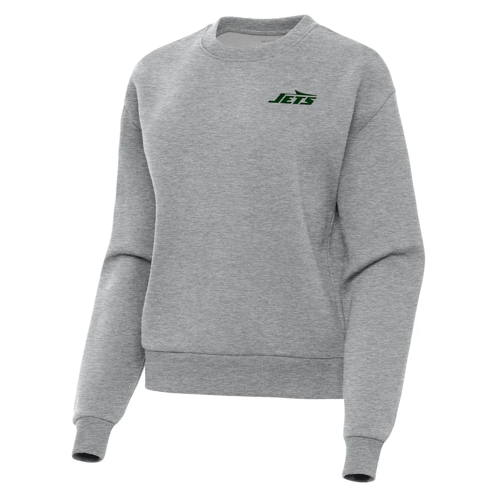 NFL New York Jets Women's Antigua Victory Crewneck Sweater - Heather gray