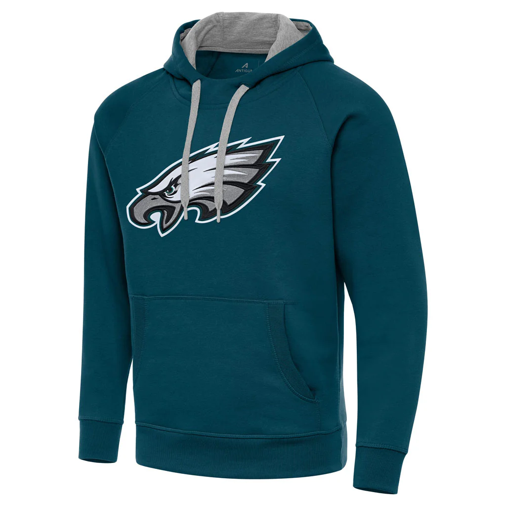 NFL Philadelphia Eagles Antigua Full Front Victory Pullover Hoodie - Teal - Image 2