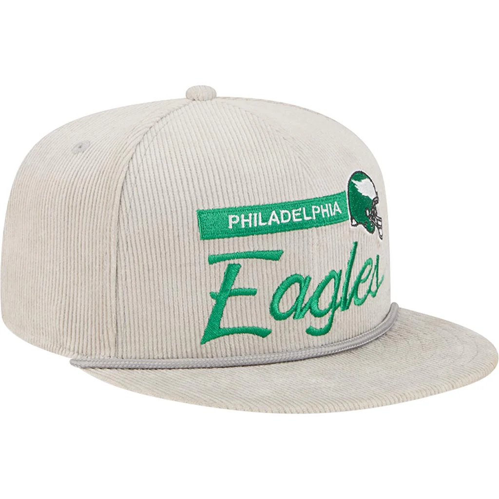 NFL Philadelphia Eagles New Era Corduroy Rope 9FIFTY Snapback Hat - Gray - Image 2