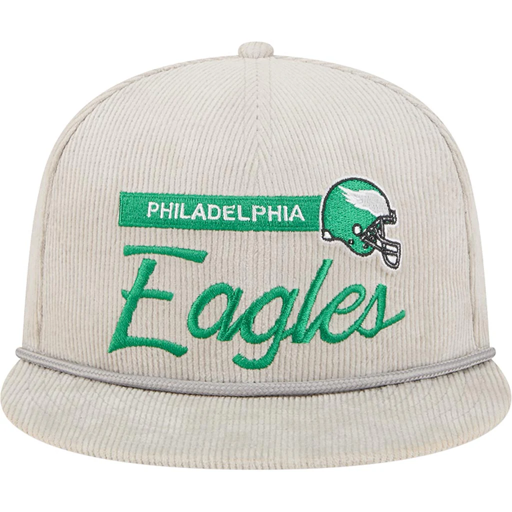 NFL Philadelphia Eagles New Era Corduroy Rope 9FIFTY Snapback Hat - Gray - Image 3