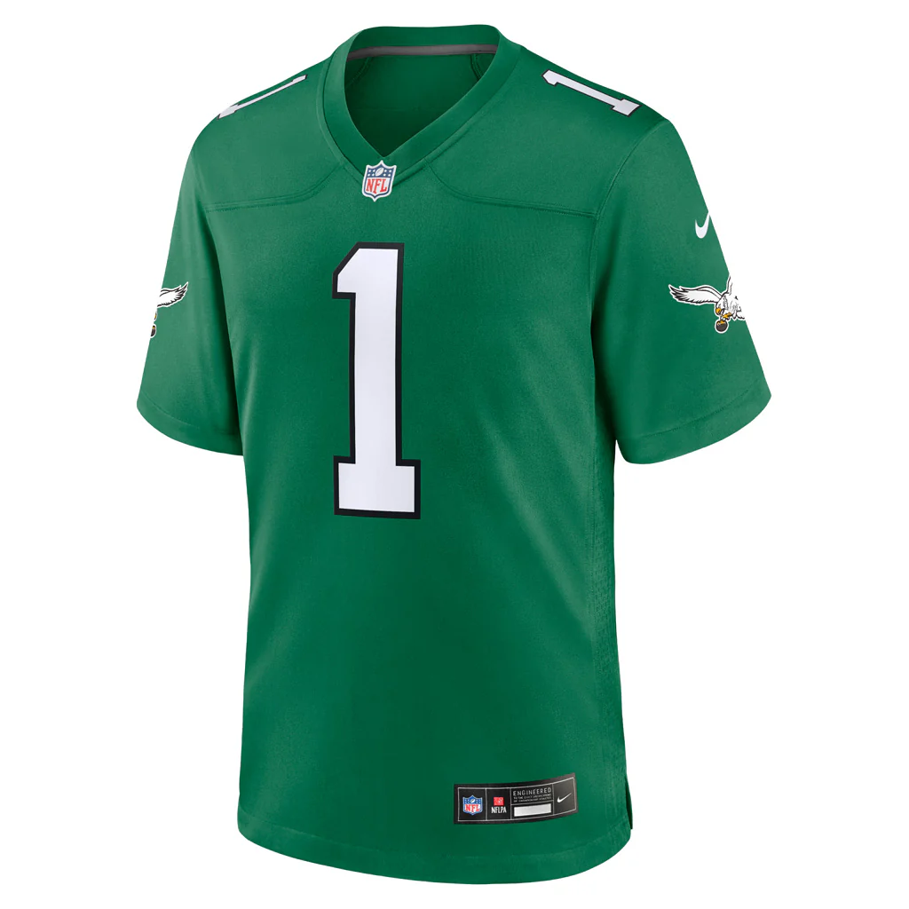 NFL Philadelphia Eagles Jalen Hurts Nike Throwback Game Jersey - Green - Image 2