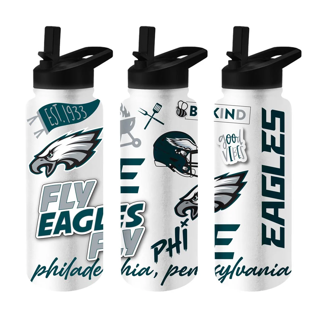 NFL Philadelphia Eagles Logo Brands 34oz Native Quencher Bottle - White