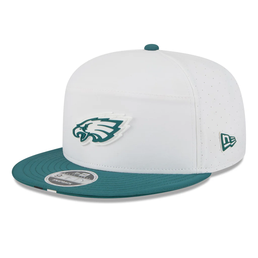 NFL Philadelphia Eagles New Era 2025 Training 9FIFTY Split Panel Snapback Hat - White