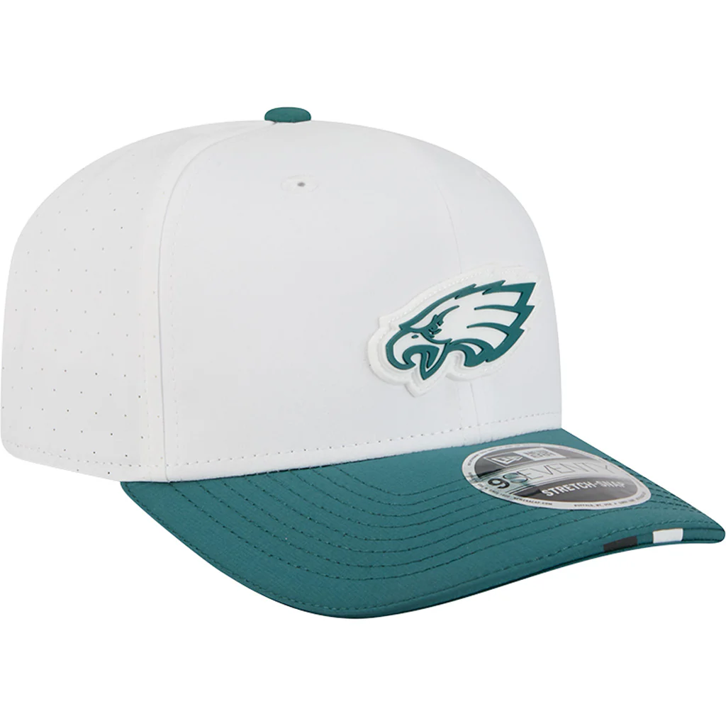 NFL Philadelphia Eagles New Era 2025 Training 9SEVENTY Stretch-Snapback Hat - White - Image 2
