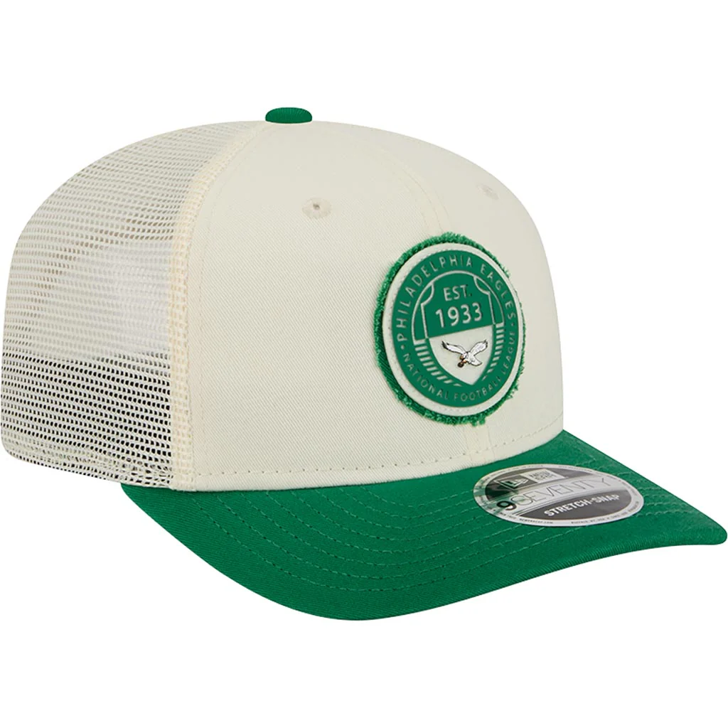 NFL Philadelphia Eagles New Era Circle 9SEVENTY Stretch-Snapback Hat - Cream - Image 2
