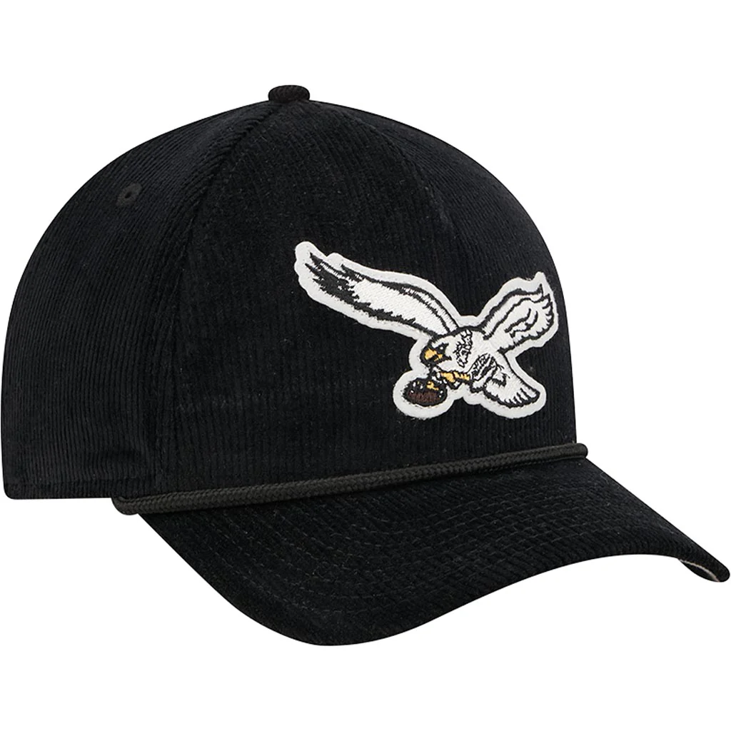 NFL Philadelphia Eagles New Era Corduroy 9FORTY A-Frame M-Crown Snapback Hat - Black - Image 2