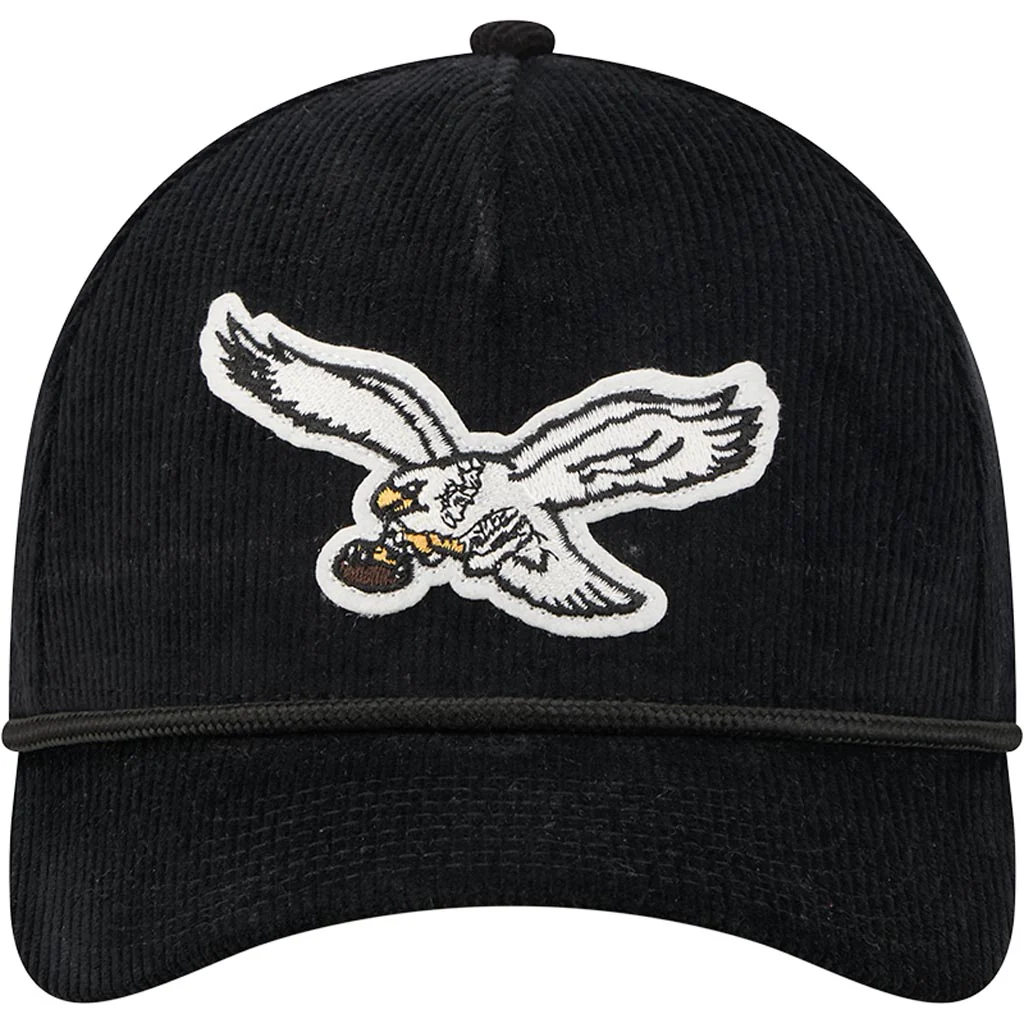 NFL Philadelphia Eagles New Era Corduroy 9FORTY A-Frame M-Crown Snapback Hat - Black - Image 3