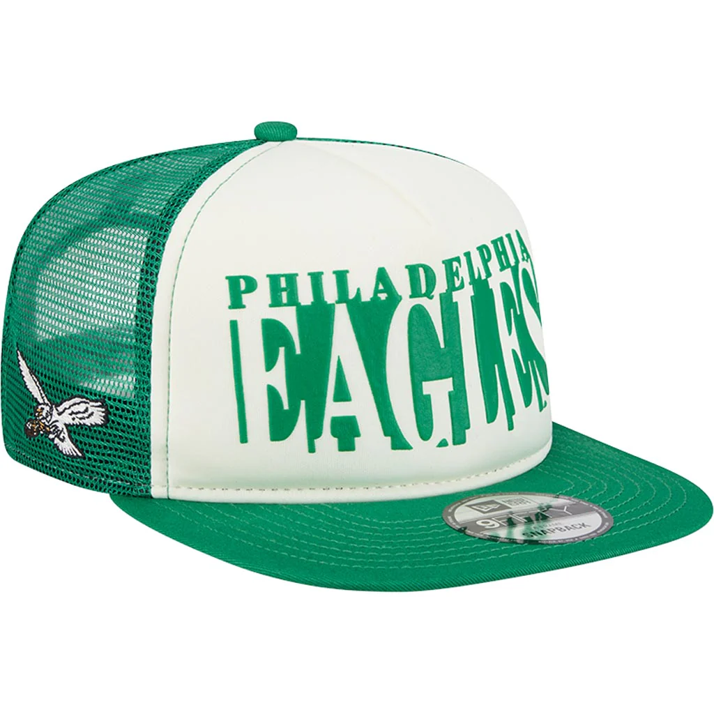 NFL Philadelphia Eagles New Era Team Cutout 9FIFTY A-Frame Snapback Hat - Cream