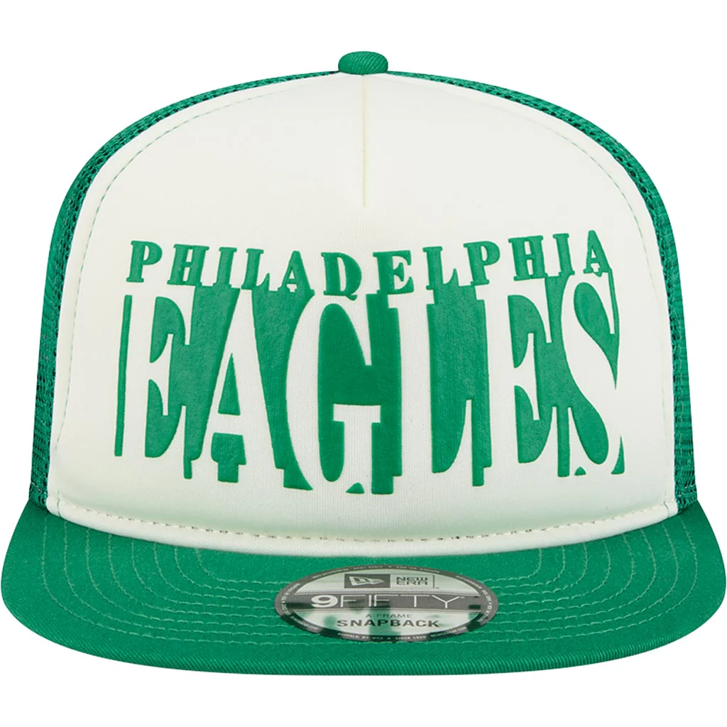 NFL Philadelphia Eagles New Era Team Cutout 9FIFTY A-Frame Snapback Hat - Cream - Image 3