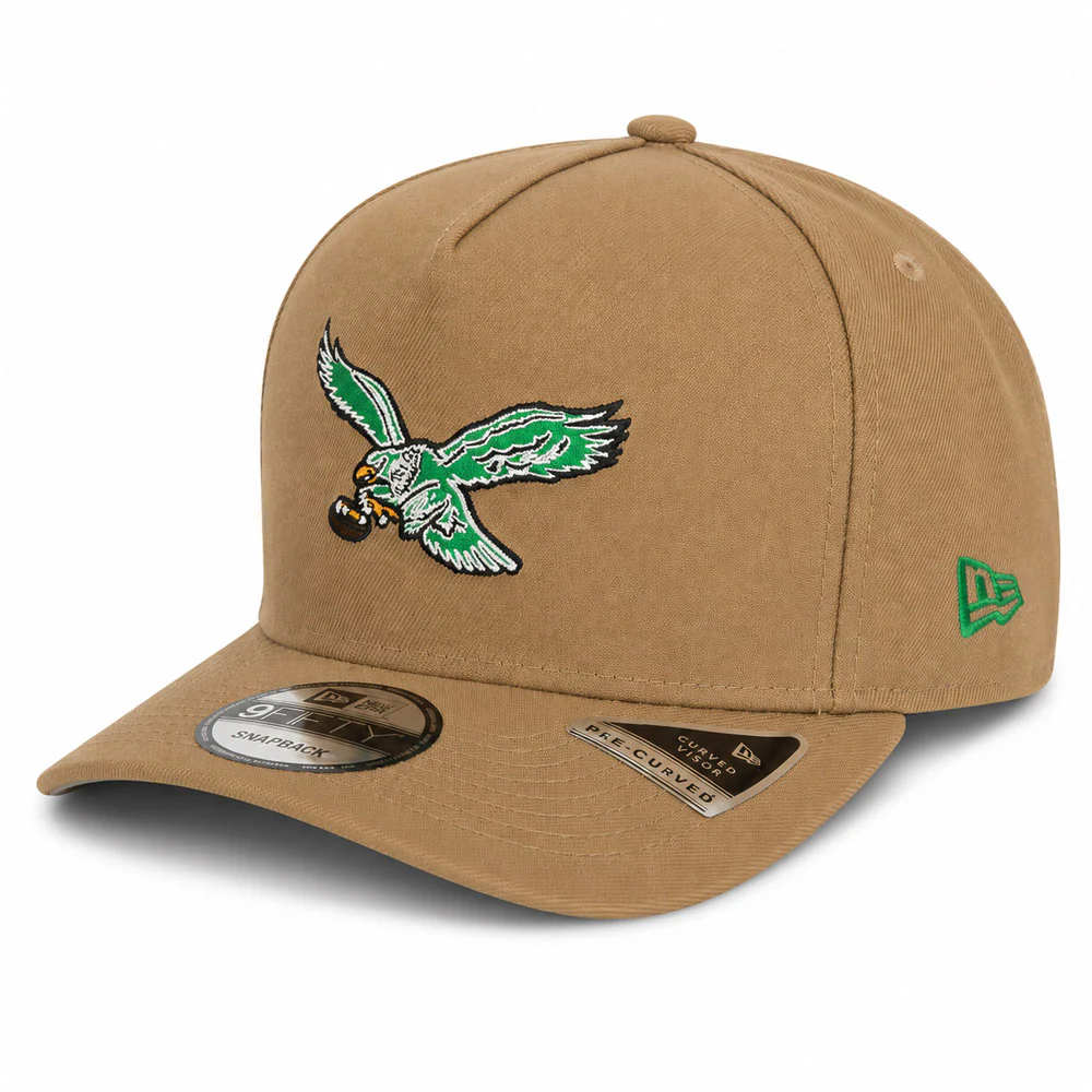 NFL Philadelphia Eagles New Era Throwback Khaki 9FIFTY A-Frame Snapback Hat - Khaki