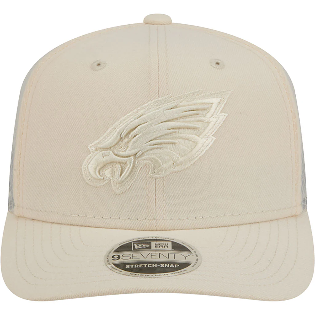 NFL Philadelphia Eagles New Era Vanilla 9SEVENTY Stretch Snap Hat - Cream - Image 3