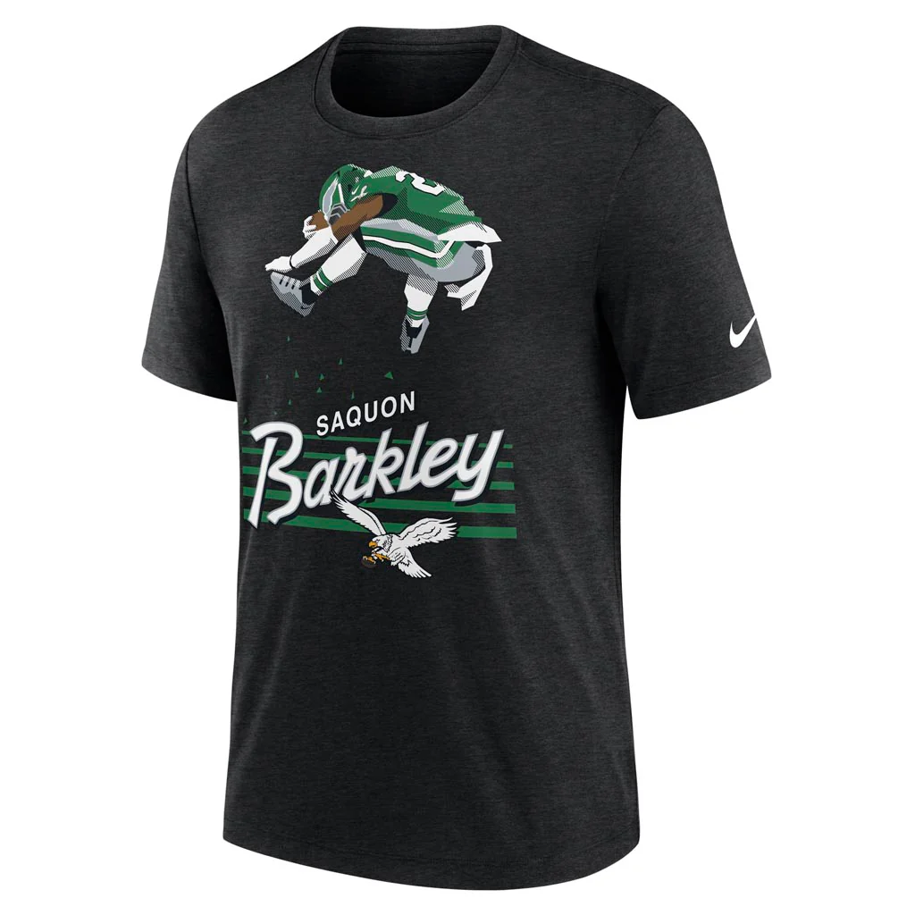 NFL Philadelphia Eagles Saquon Barkley Nike Player Pack Triblend T-Shirt - Black - Image 2