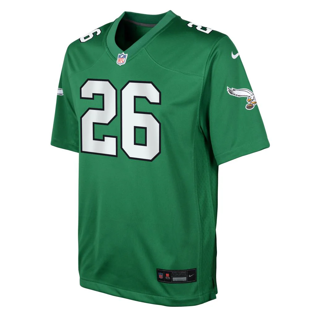 NFL Philadelphia Eagles Saquon Barkley Youth Nike Throwback Game Jersey - Green - Image 2