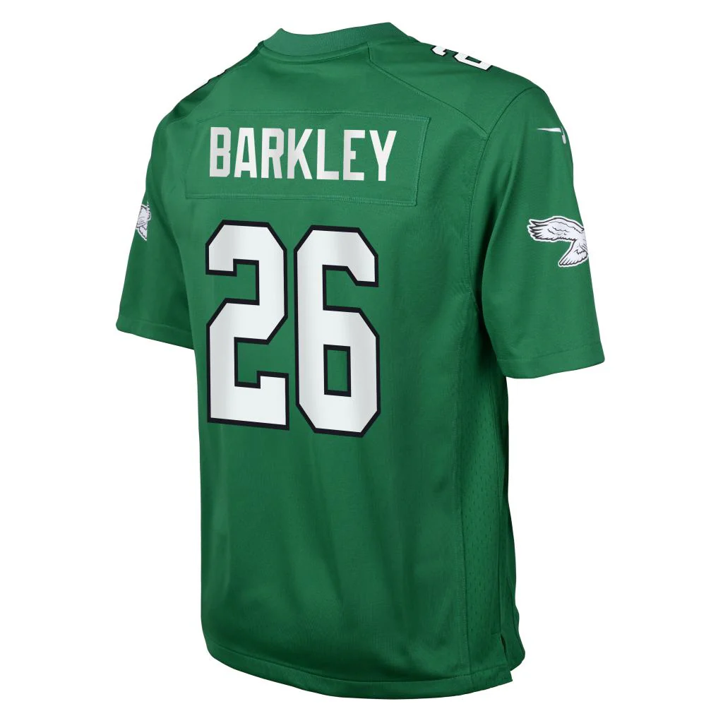 NFL Philadelphia Eagles Saquon Barkley Youth Nike Throwback Game Jersey - Green - Image 3