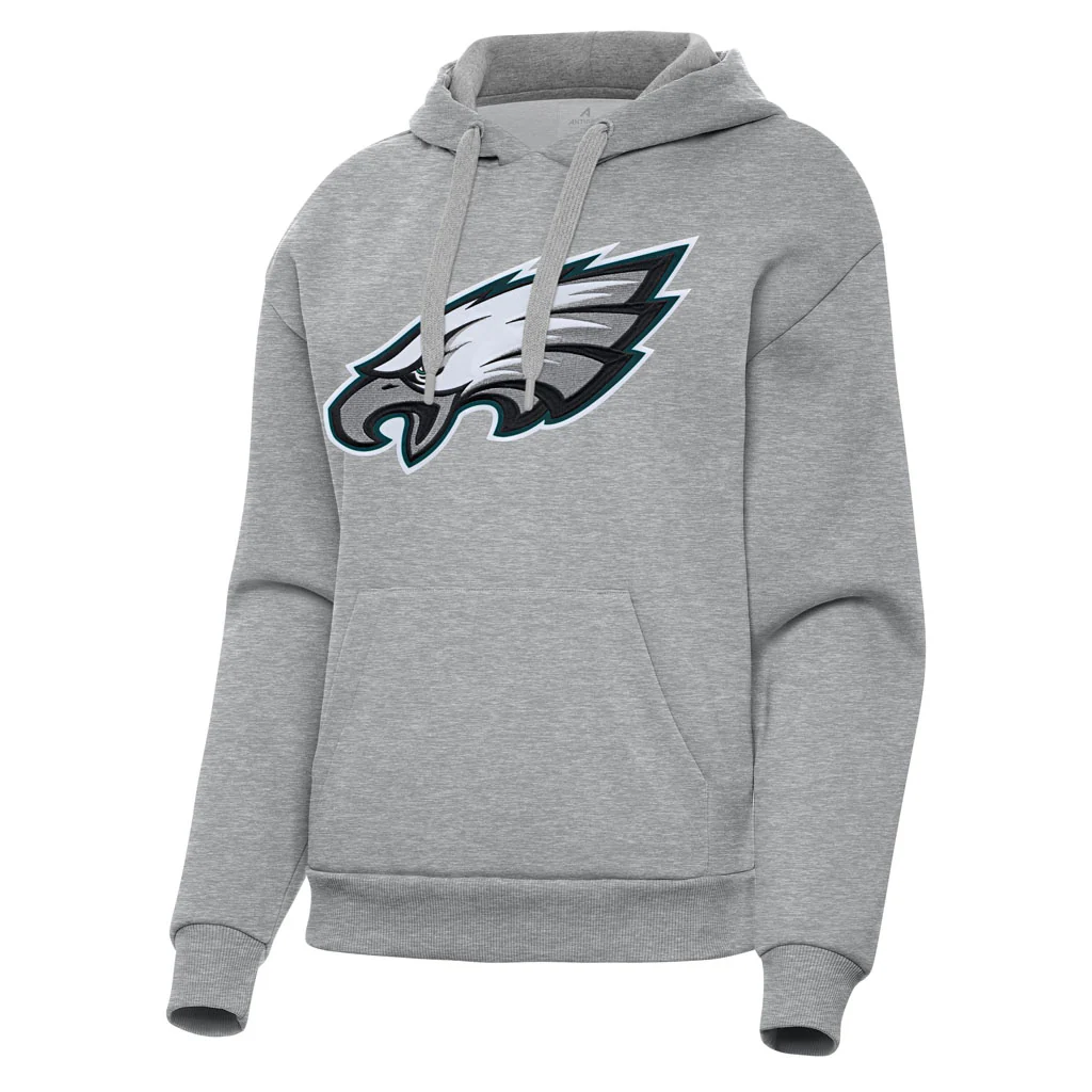 NFL Philadelphia Eagles Women's Antigua Full Front Victory Pullover Hoodie - Heather gray