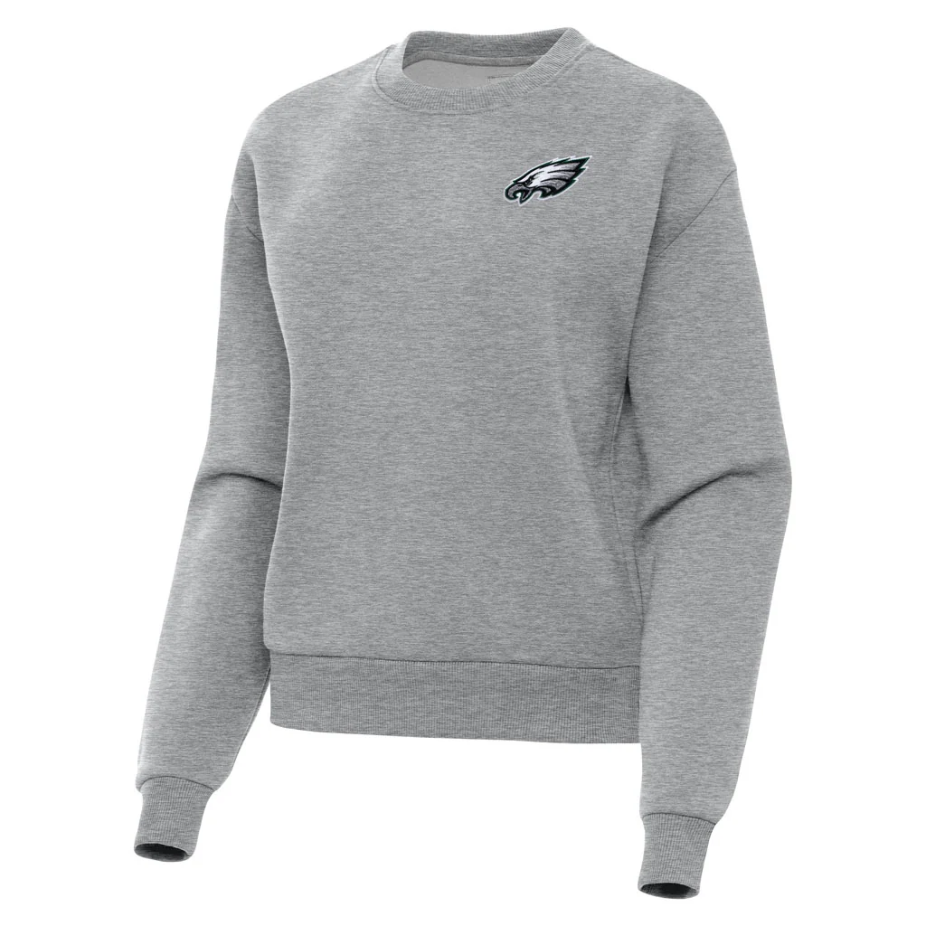 NFL Philadelphia Eagles Women's Antigua Victory Crewneck Sweater - Heather gray
