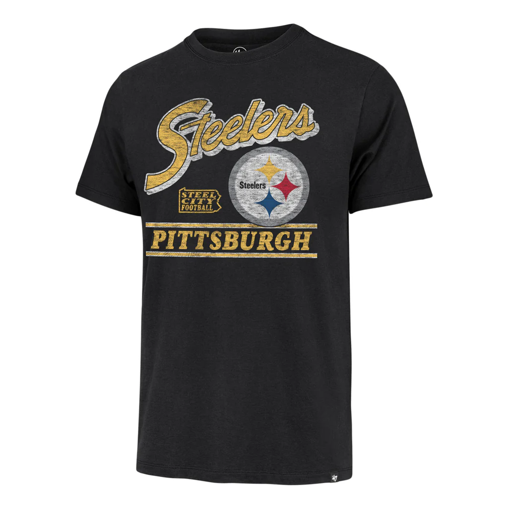 NFL Pittsburgh Steelers '47 Fly By Franklin T-Shirt - Black - Image 2