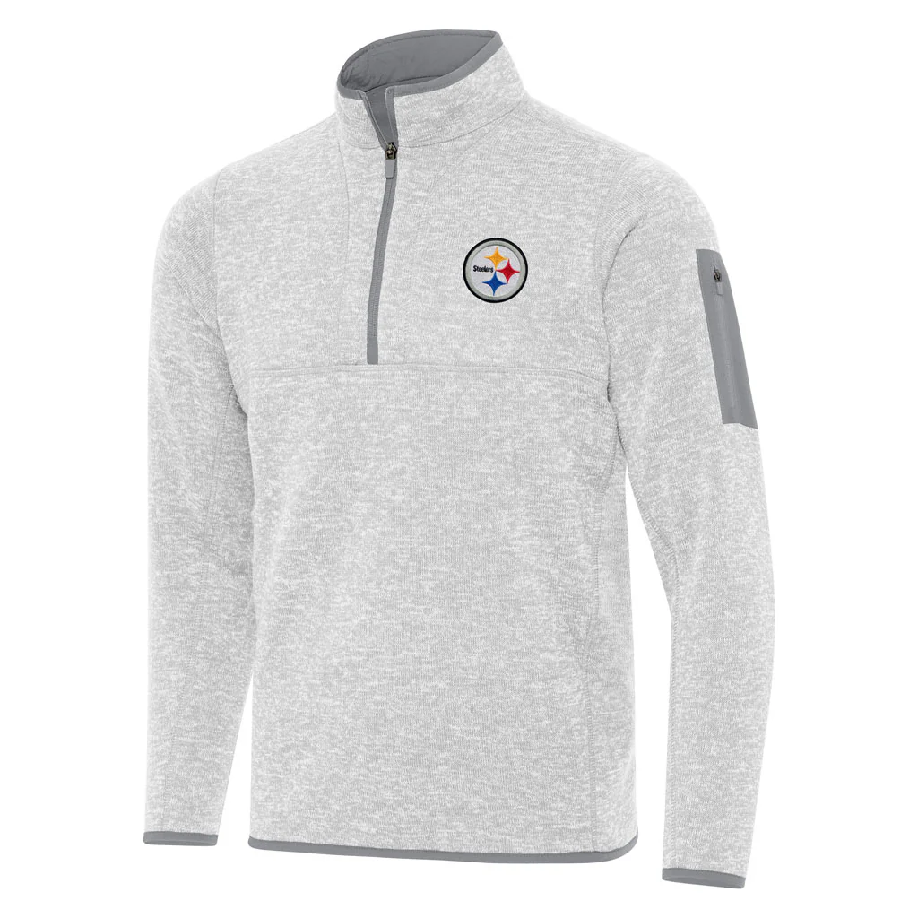 NFL Pittsburgh Steelers Antigua Fortune 1/4 Zip Pullover Jacket - Light gray