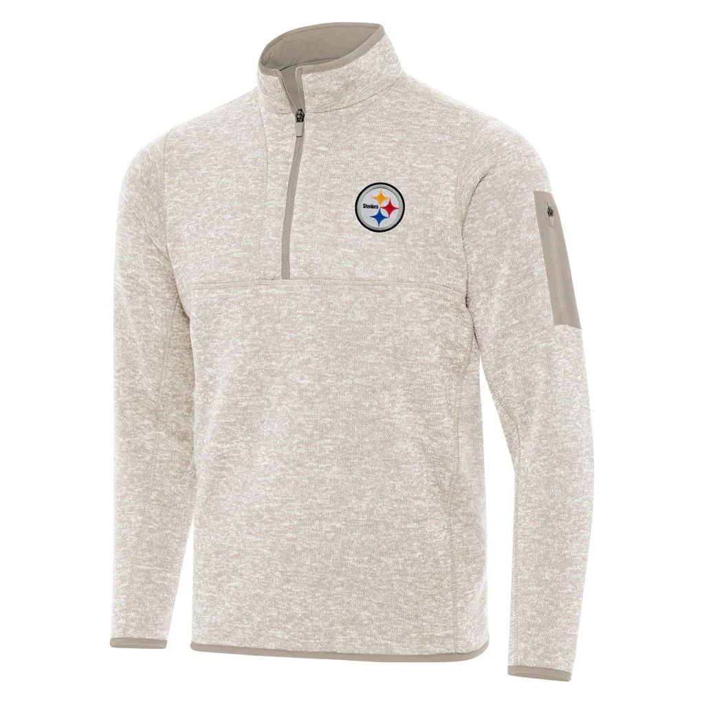 NFL Pittsburgh Steelers Antigua Fortune 1/4 Zip Pullover Jacket - Stone