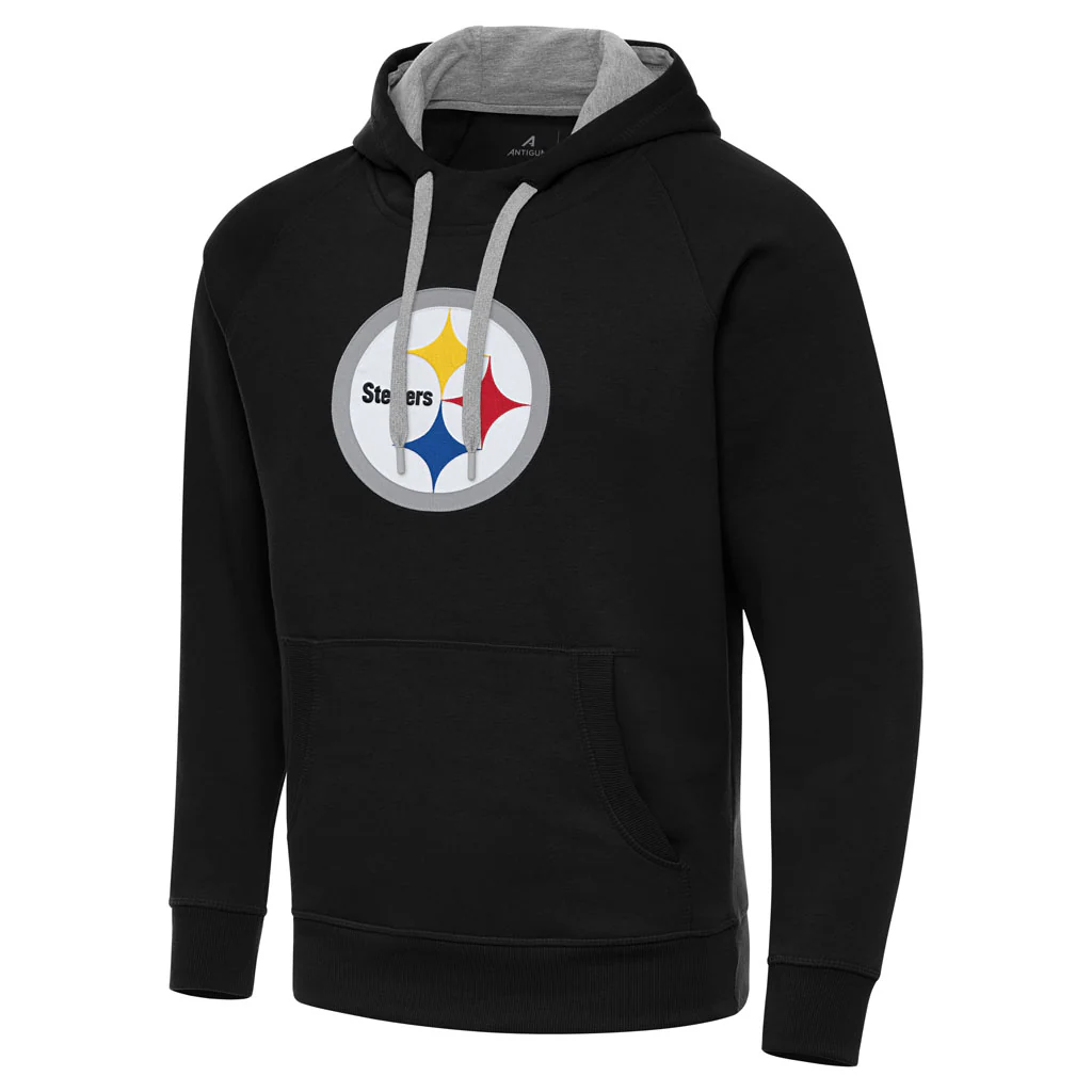 NFL Pittsburgh Steelers Antigua Full Front Victory Pullover Hoodie - Black