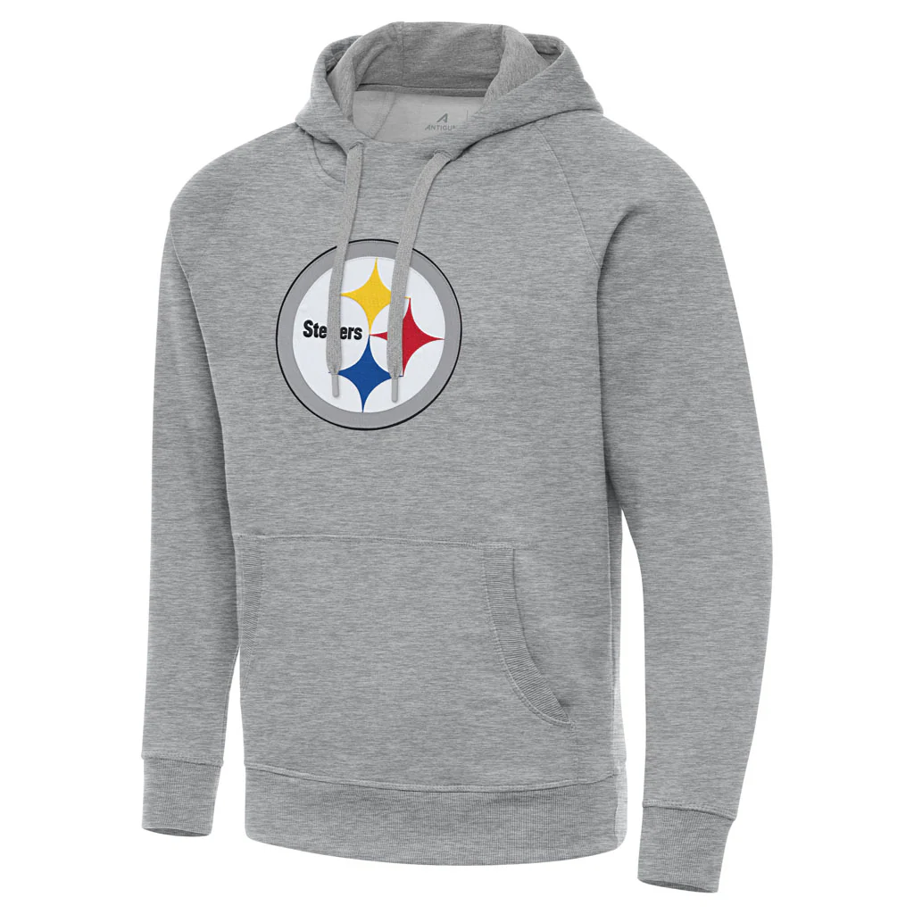 NFL Pittsburgh Steelers Antigua Full Front Victory Pullover Hoodie - Heather gray - Image 2