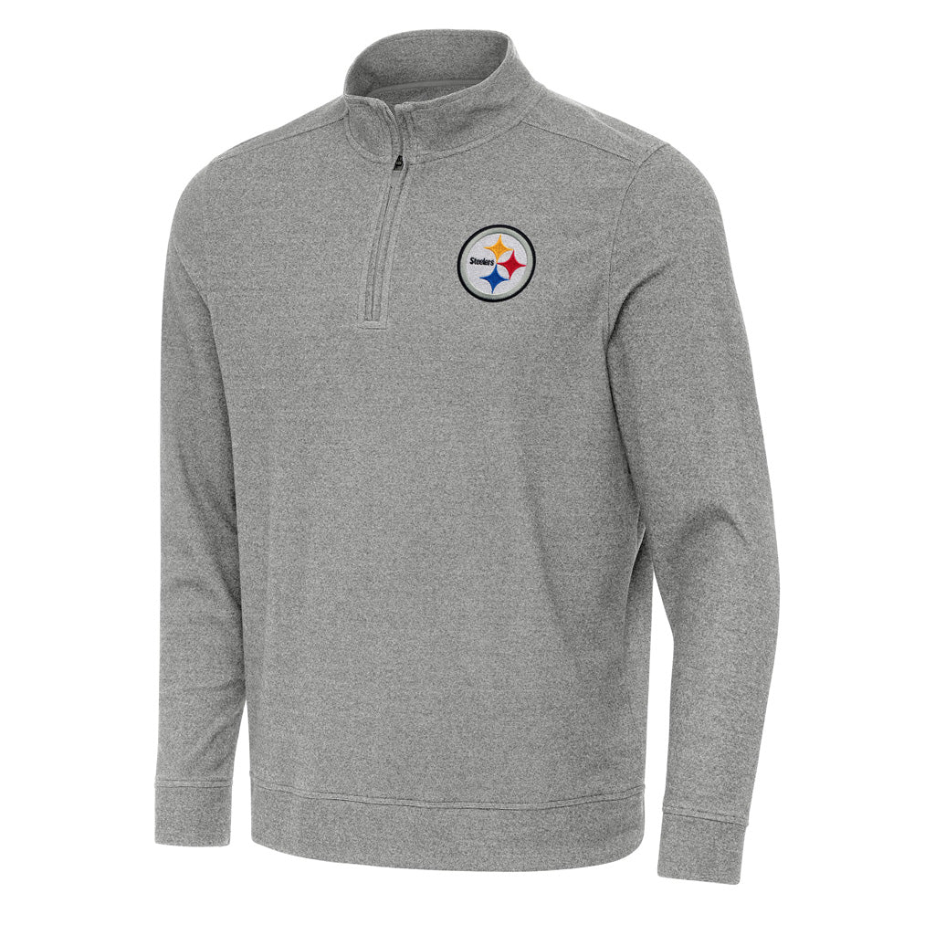 NFL Pittsburgh Steelers Antigua Subtle 1/4 Zip Pullover Jacket - Heather black