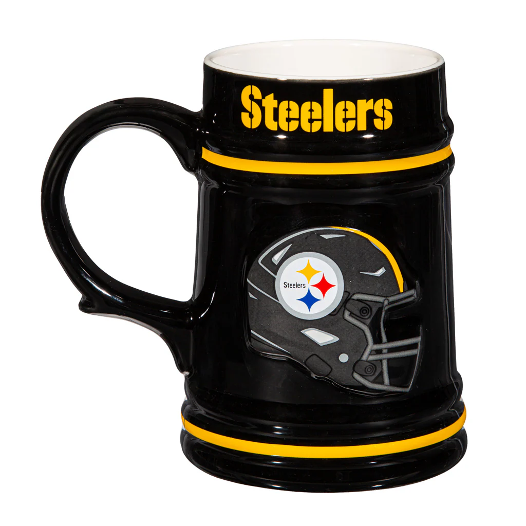 NFL Pittsburgh Steelers Evergreen 24oz Ceramic Stein Cup - Black