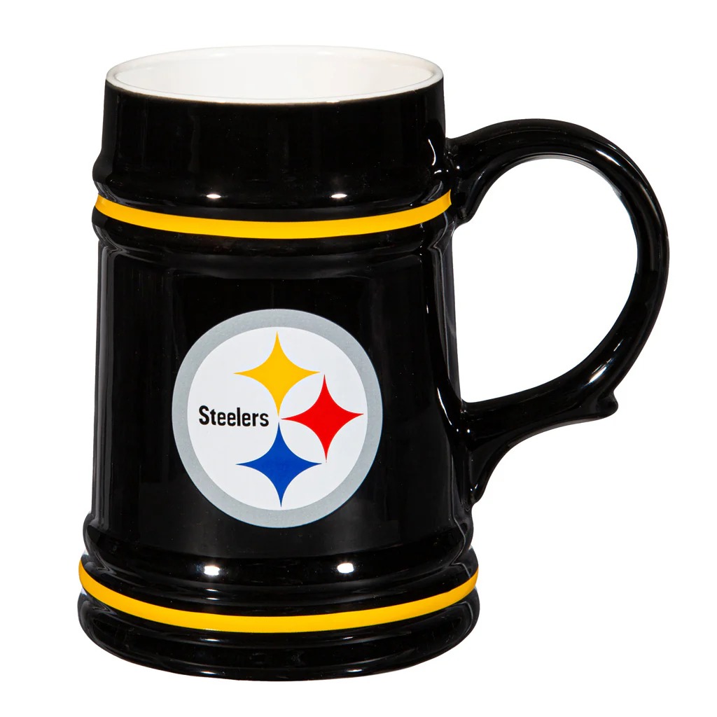 NFL Pittsburgh Steelers Evergreen 24oz Ceramic Stein Cup - Black - Image 2