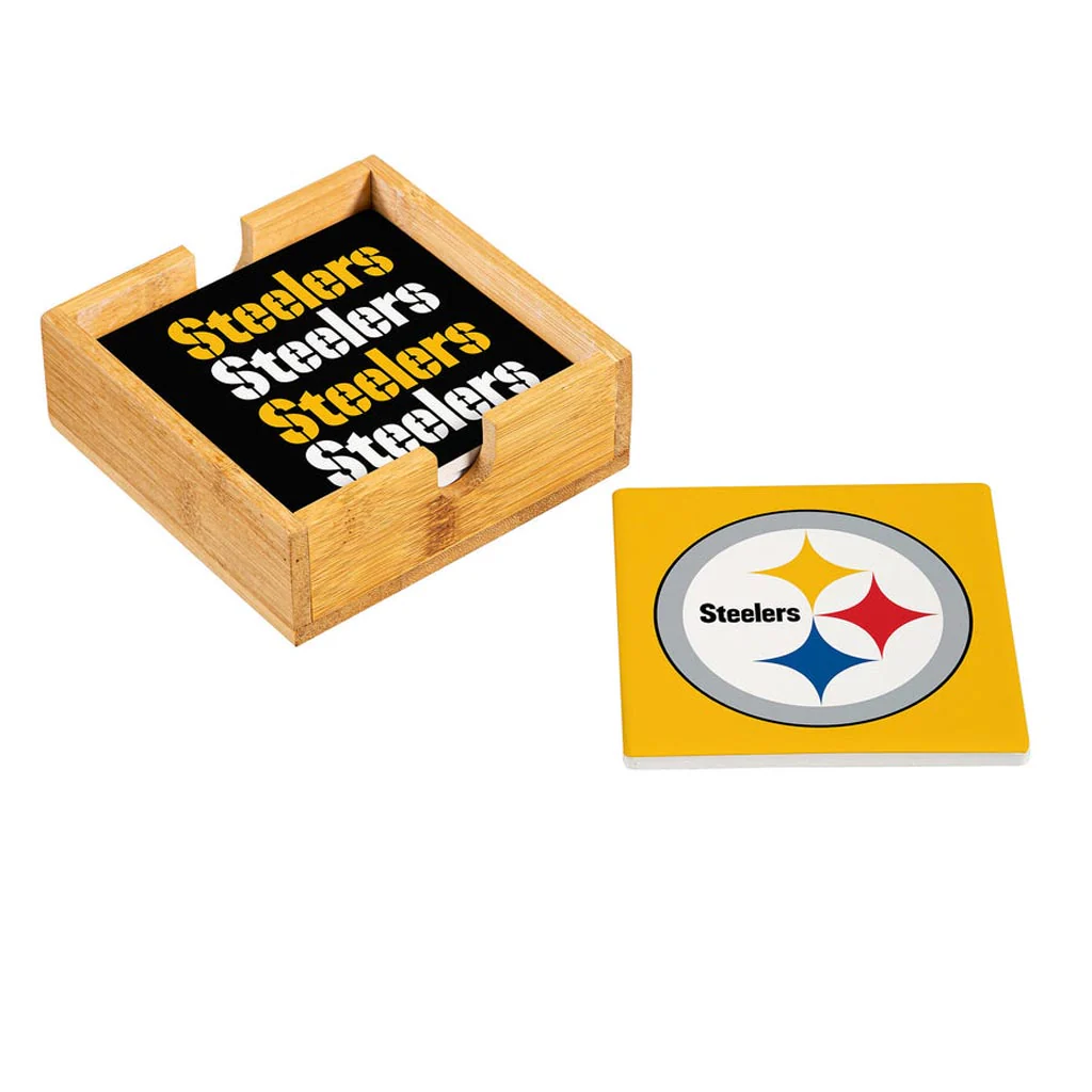 NFL Pittsburgh Steelers Evergreen 4-Pack Ceramic Coaster Set