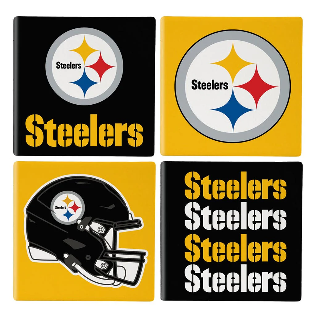 NFL Pittsburgh Steelers Evergreen 4-Pack Ceramic Coaster Set - Image 2