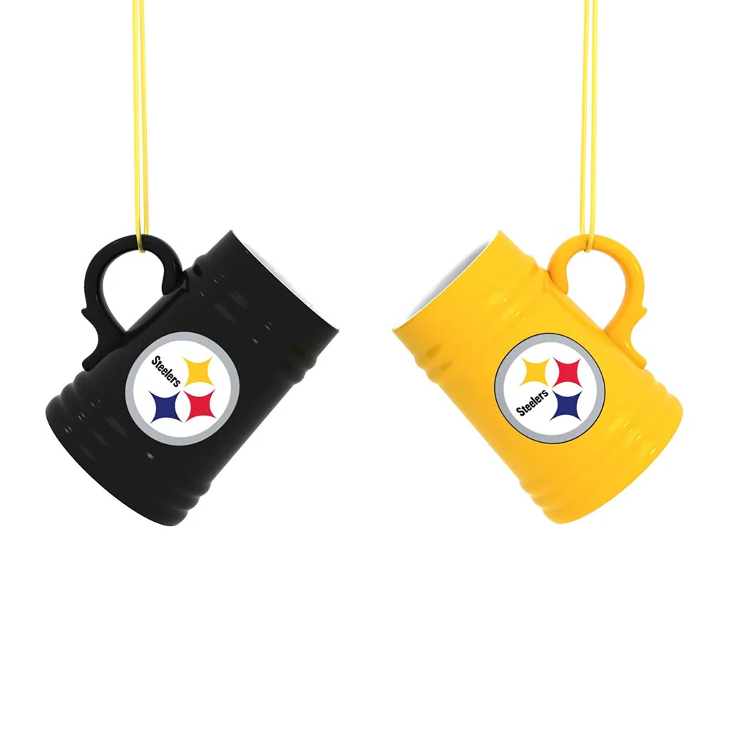 NFL Pittsburgh Steelers Evergreen Mini Stein 2-Pack, 3 oz Cup Set - Black/Yellow