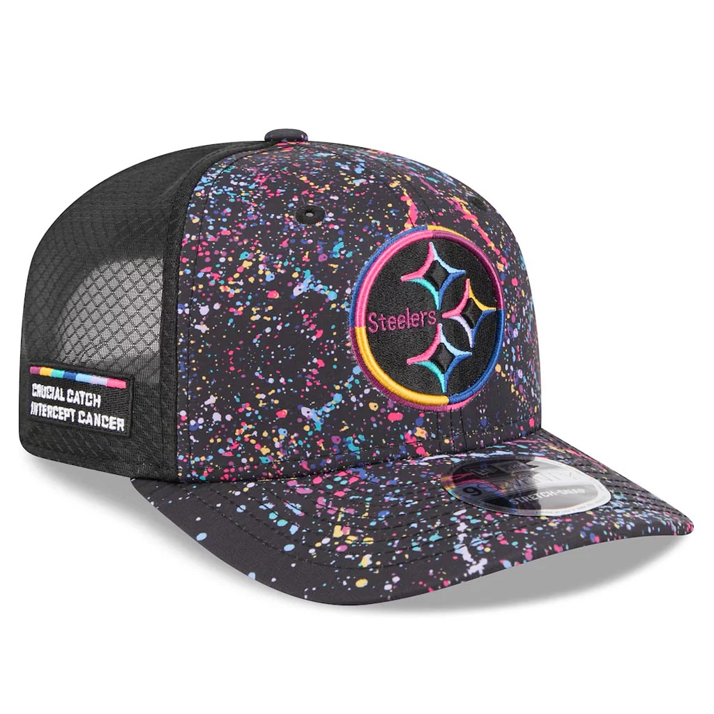 NFL Pittsburgh Steelers New Era 2025 Crucial Catch 9SEVENTY Stretch-Snapback Hat - Black