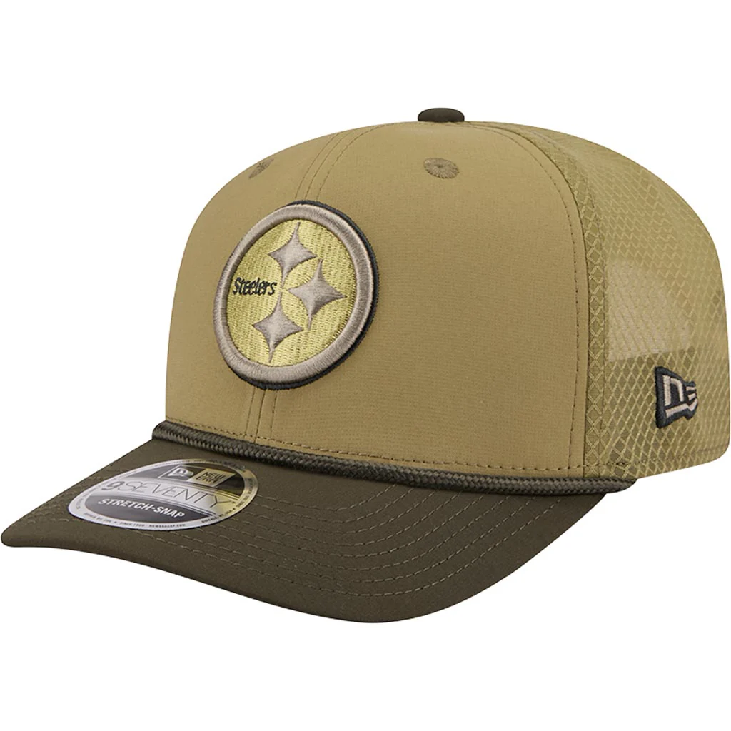 NFL Pittsburgh Steelers New Era 2025 Salute to Service 9SEVENTY Stretch-Snapback Hat - Green - Image 2