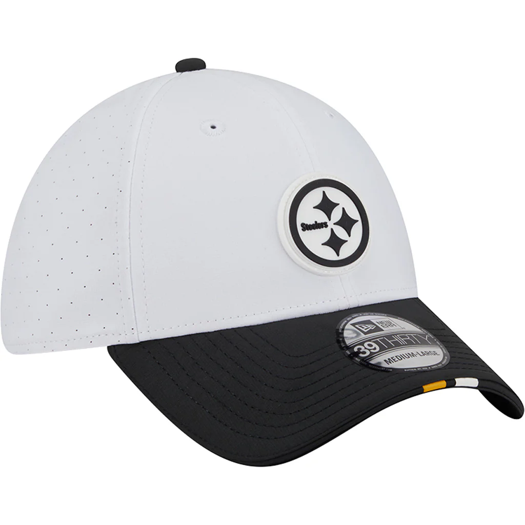 NFL Pittsburgh Steelers New Era 2025 Training 39THIRTY Flex Fit Hat - White - Image 2